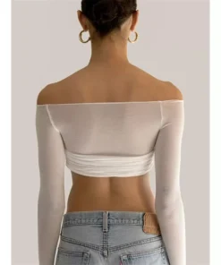 Sexy Off-Shoulder Mesh Crop Top