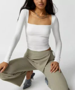 Y2K Square Neck Crop Top