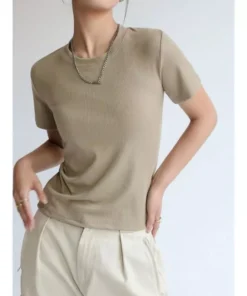 Women’s Ribbed Round Neck T-Shirt