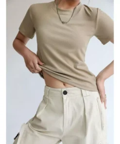 Women’s Ribbed Round Neck T-Shirt