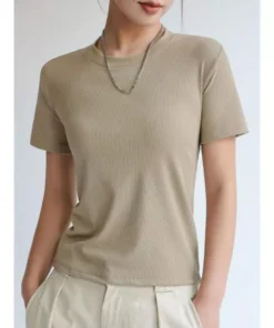Women’s Ribbed Round Neck T-Shirt