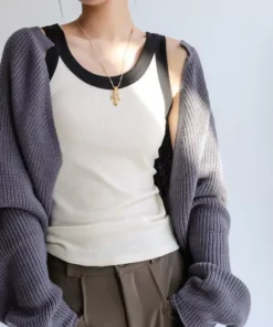 Knitted Ribbed Cotton Camisole for Women