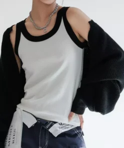 Knitted Ribbed Cotton Camisole for Women