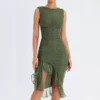 Elegant Backless Ruffle Midi Dress