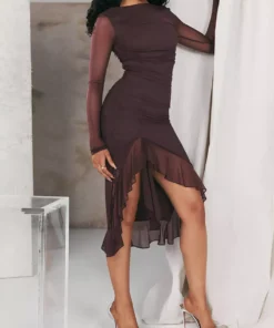 Elegant Ruffle Ruched Mini Dress