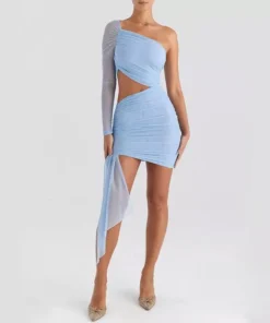 Chic Backless Mini Dress with Mesh Overlay