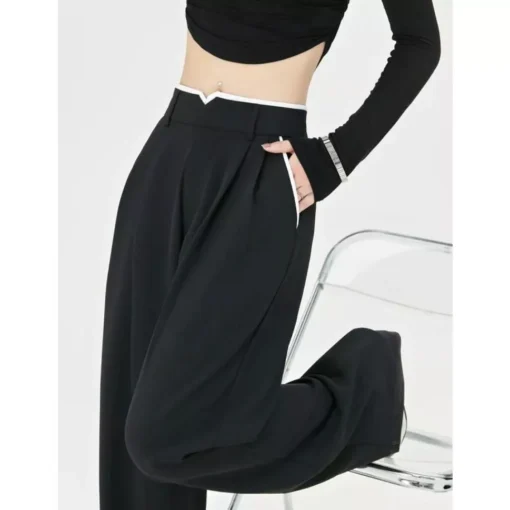 Chic High Waist Casual Wide Leg Pants with Pockets for Women - Image 4