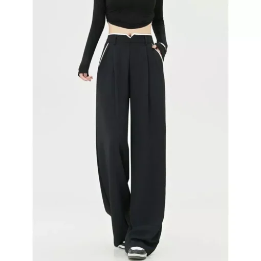 Chic High Waist Casual Wide Leg Pants with Pockets for Women - Image 3