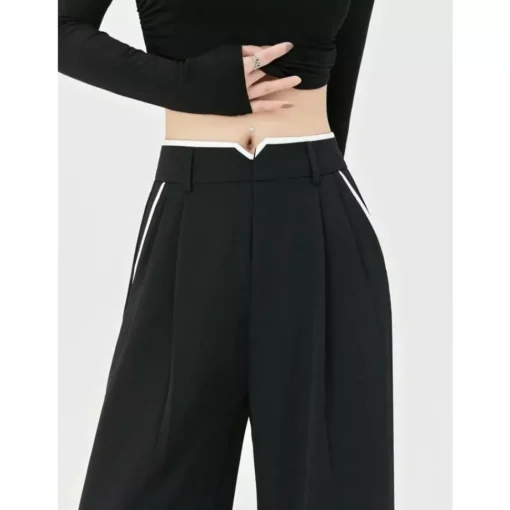 Chic High Waist Casual Wide Leg Pants with Pockets for Women - Image 5