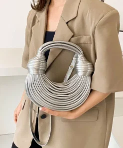 Golden Noodle Knot Evening Clutch