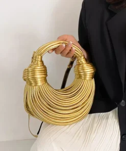 Golden Noodle Knot Evening Clutch