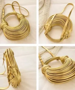 Golden Noodle Knot Evening Clutch