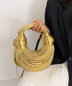 Golden Noodle Knot Evening Clutch