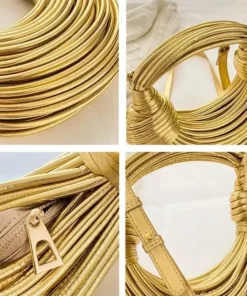 Golden Noodle Knot Evening Clutch