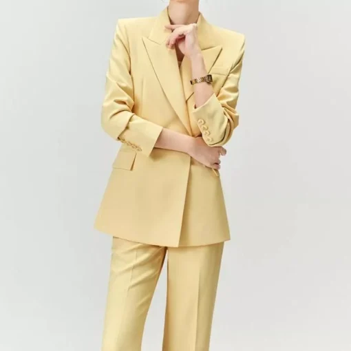 Elegant Yellow Office Pantsuit