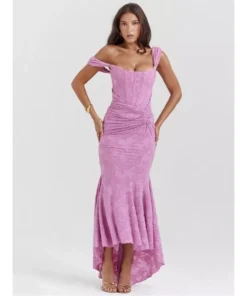 Elegant Off-Shoulder Backless Evening Gown