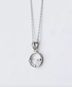 Elegant 925 Sterling Silver Crystal Pendant Necklace