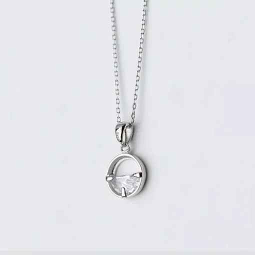 Elegant 925 Sterling Silver Crystal Pendant Necklace