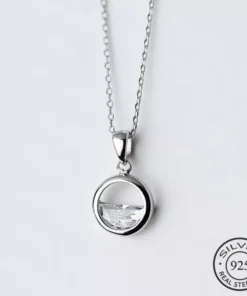 Elegant 925 Sterling Silver Crystal Pendant Necklace
