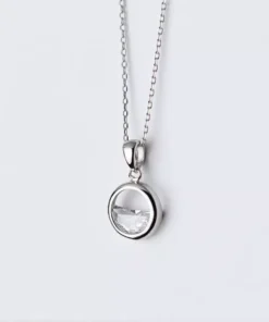 Elegant 925 Sterling Silver Crystal Pendant Necklace