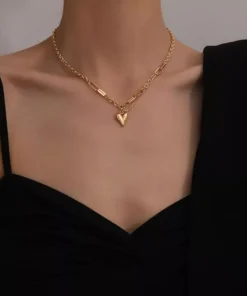 Heart Pendant Chain Necklace – Women’s Fashion Jewelry