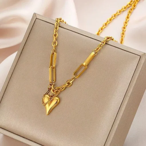 Heart Pendant Chain Necklace – Women’s Fashion Jewelry