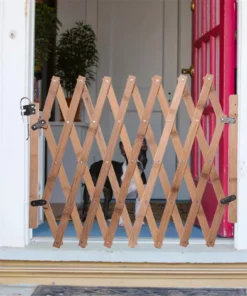 Adjustable Bamboo Pet Safety Gate – Retractable Dog & Cat Barrier Fence