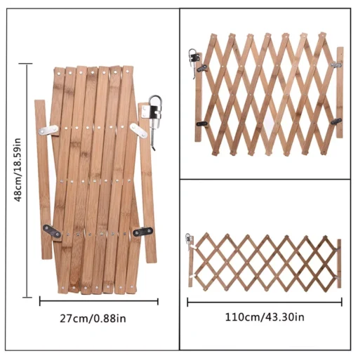 Adjustable Bamboo Pet Safety Gate – Retractable Dog & Cat Barrier Fence