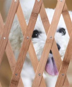 Adjustable Bamboo Pet Safety Gate – Retractable Dog & Cat Barrier Fence