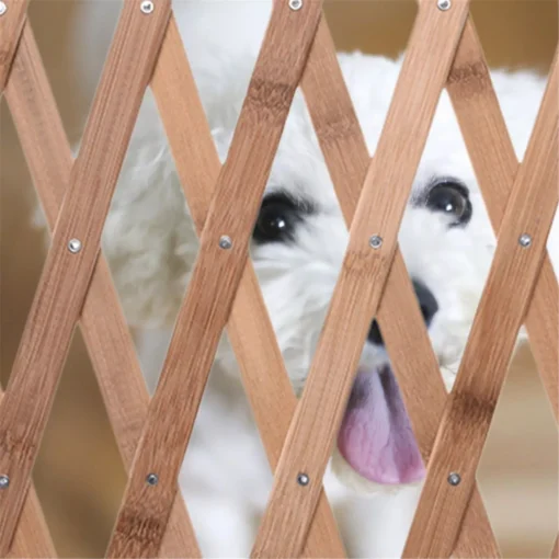 Adjustable Bamboo Pet Safety Gate – Retractable Dog & Cat Barrier Fence