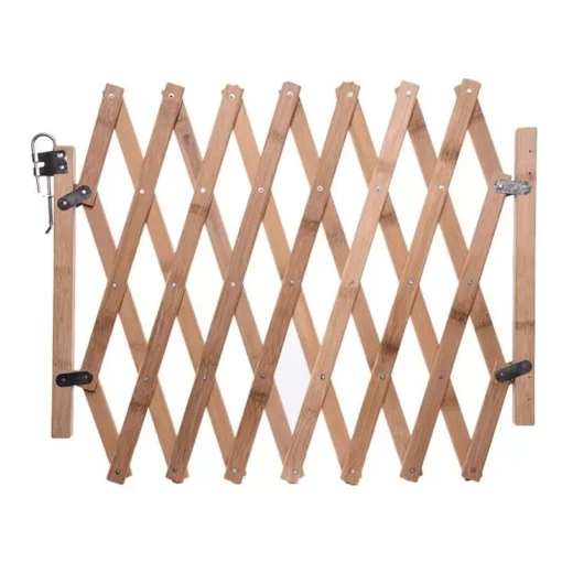 Adjustable Bamboo Pet Safety Gate – Retractable Dog & Cat Barrier Fence
