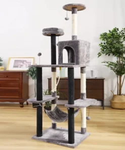 Multi-Layer Luxury Cat Tree House with Condo & Accessories