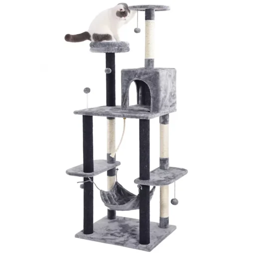 Multi-Layer Luxury Cat Tree House with Condo & Accessories
