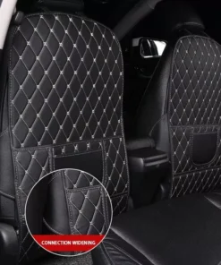 Deluxe PU Leather Car Seat Back Protector with Storage