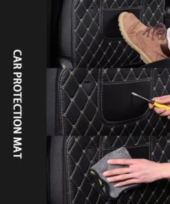 Deluxe PU Leather Car Seat Back Protector with Storage