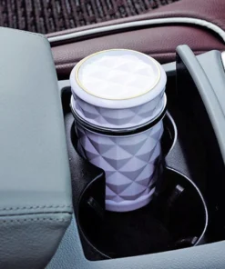 LED-Lit Portable Car Ashtray with Smoke Extractor