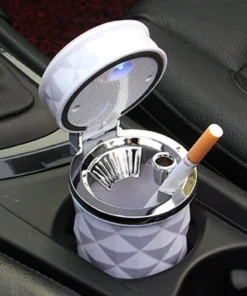 LED-Lit Portable Car Ashtray with Smoke Extractor