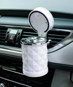 LED-Lit Portable Car Ashtray with Smoke Extractor