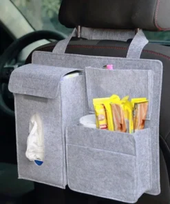 Multi-Pocket Felt Car Seat Organizer – Space-Saving Travel Storage Bag