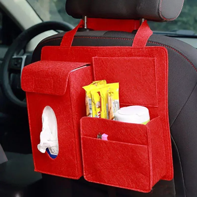 Multi-Pocket Felt Car Seat Organizer – Space-Saving Travel Storage Bag
