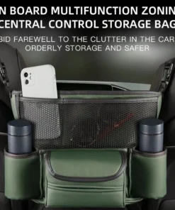 Luxury Leather Car Seat Organizer with Cup Holder & Tissue Pocket