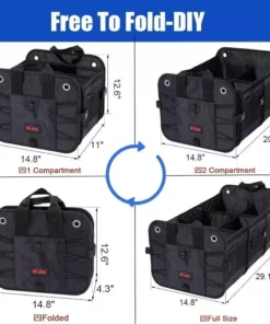 Car Trunk Organizer Durable Collapsible Cargo Storage for Car, SUV, Truck