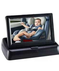 5″ HD Baby Car Mirror Monitor: Infrared Night Vision, 150° View, Foldable LCD