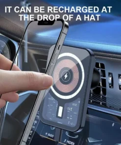 15W Fast Charging Magnetic Wireless Car Charger with Air Vent Phone Holder Stand for iPhone 12, 13, 14 Pro Max Series