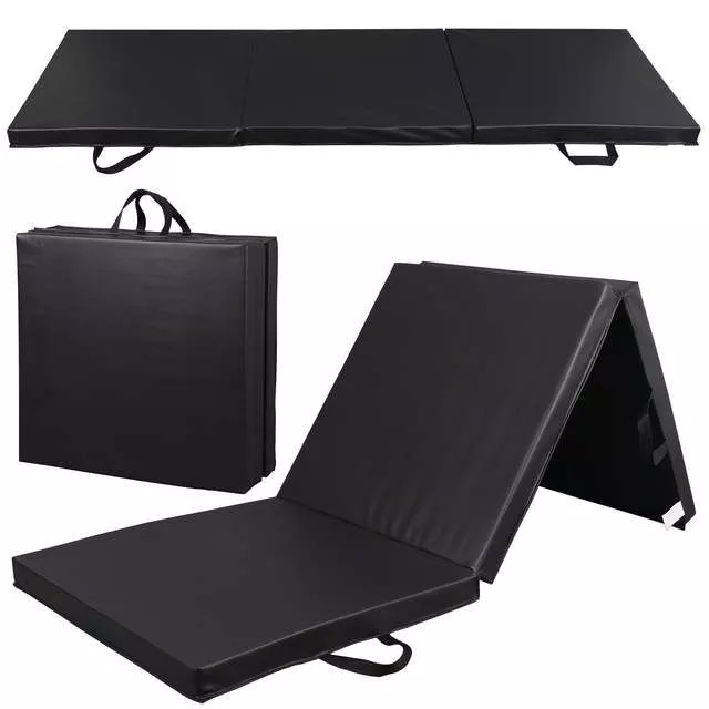 6’x2′ Tri-Fold Non-Slip PU Leather Exercise Mat for Gym, Yoga & Workouts
