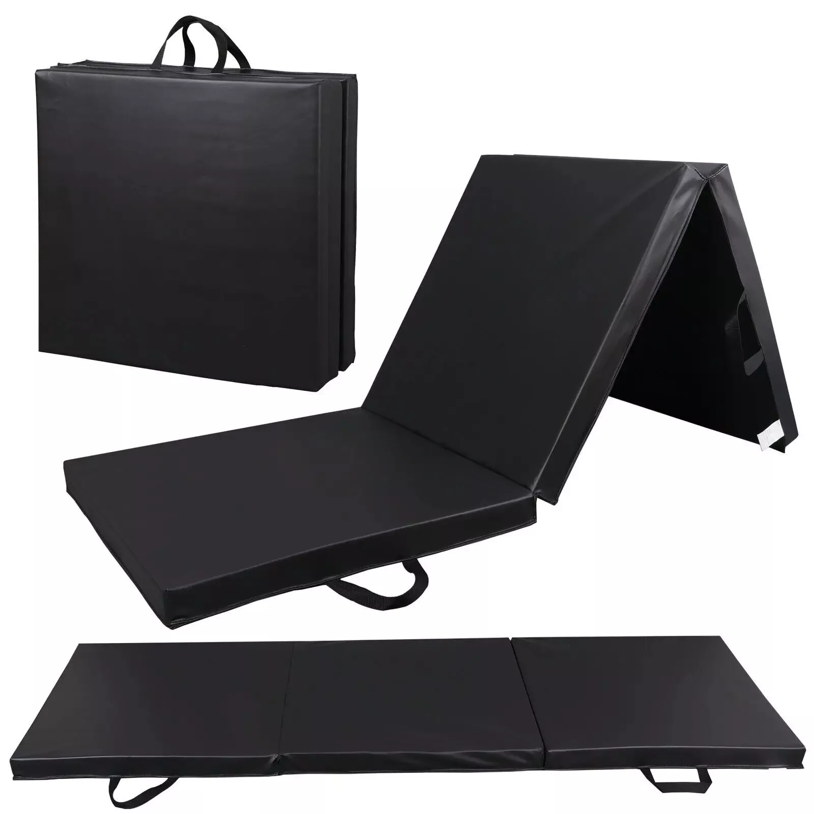 6’x2′ Tri-Fold Non-Slip PU Leather Exercise Mat for Gym, Yoga & Workouts