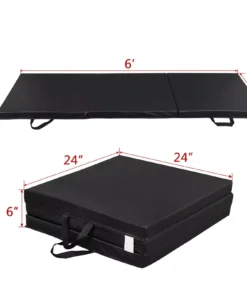 6’x2′ Tri-Fold Non-Slip PU Leather Exercise Mat for Gym, Yoga & Workouts