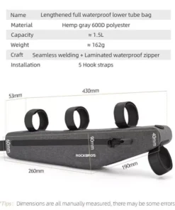 Extended Waterproof Cycling Front Tube Bag