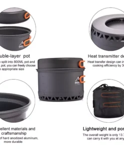 Outdoor Camping Cookware Set 2.3L, Lightweight Aluminum Pots for Hiking and Travel