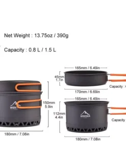 Outdoor Camping Cookware Set 2.3L, Lightweight Aluminum Pots for Hiking and Travel